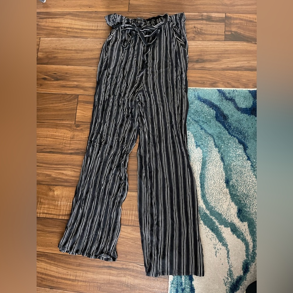 Black and white striped pants